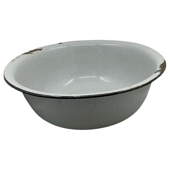 Grey Speckled Graniteware Bowl Mixing Basin Bread Making Fruit Centerpiece - Picture 3 of 6